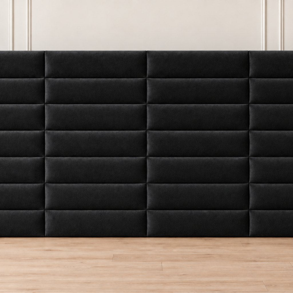 Camogli divan bed in black, headboard close-up