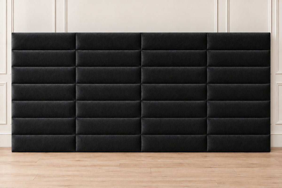 Camogli divan bed in black, headboard close-up