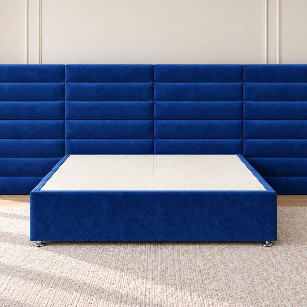 Camogli divan bed in blue, front view
