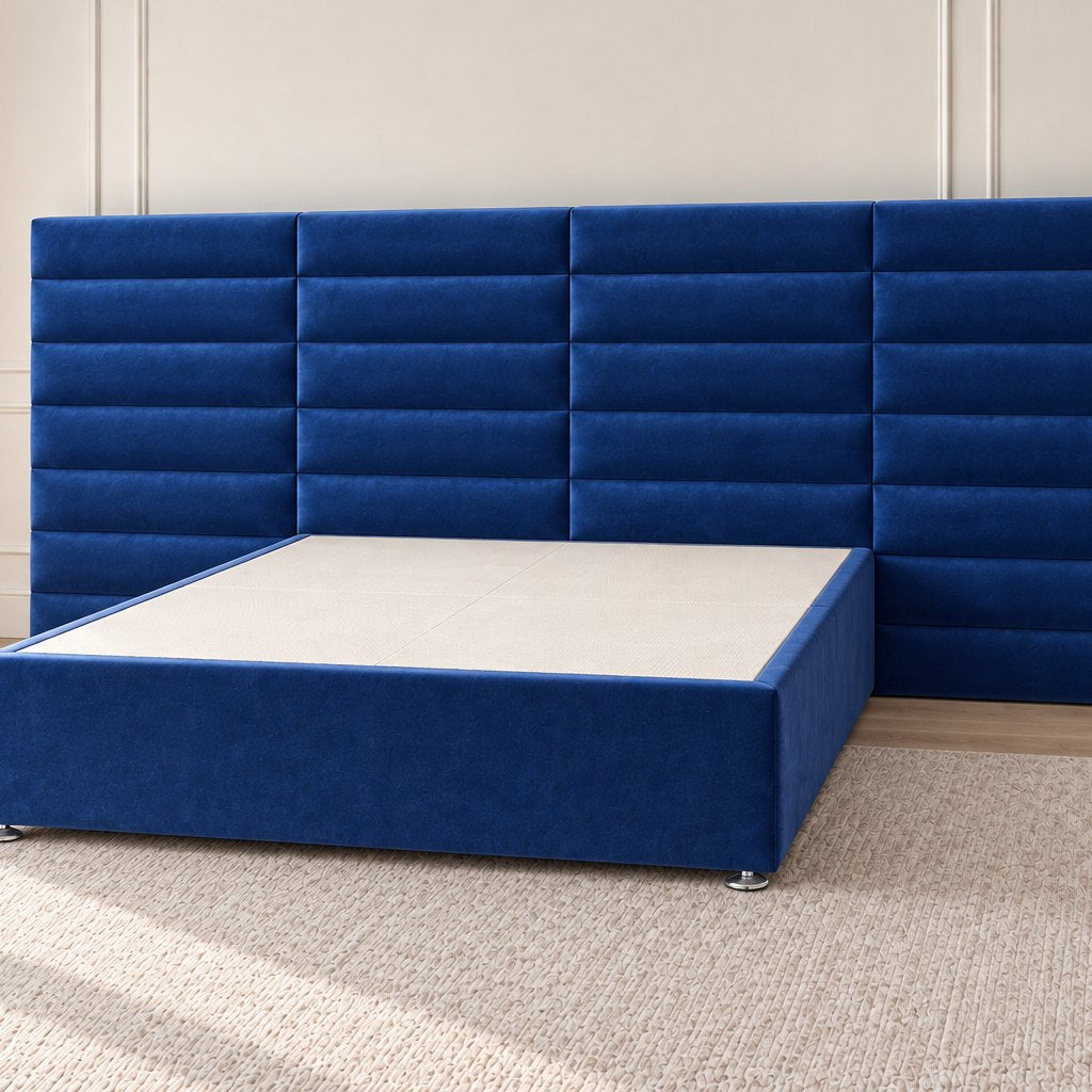 Camogli divan bed in blue, side view