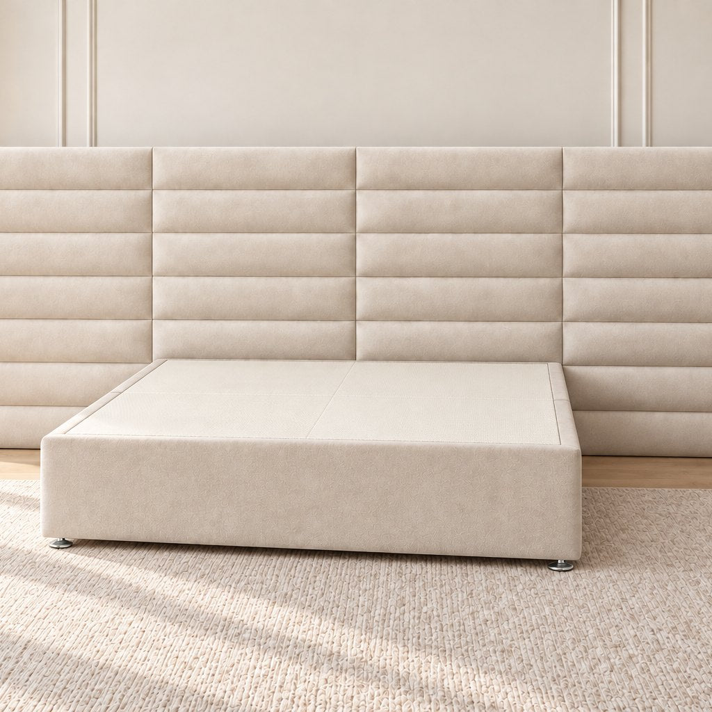Camogli divan bed in cream, side view
