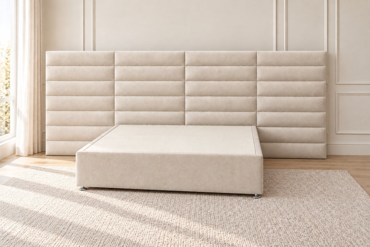 Camogli divan bed in cream, side view