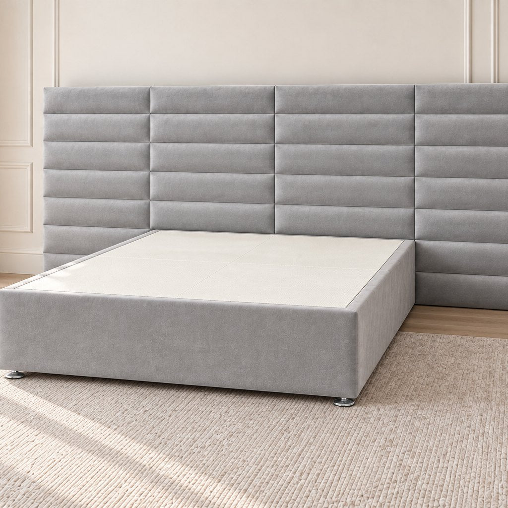 Camogli divan bed in grey, side view
