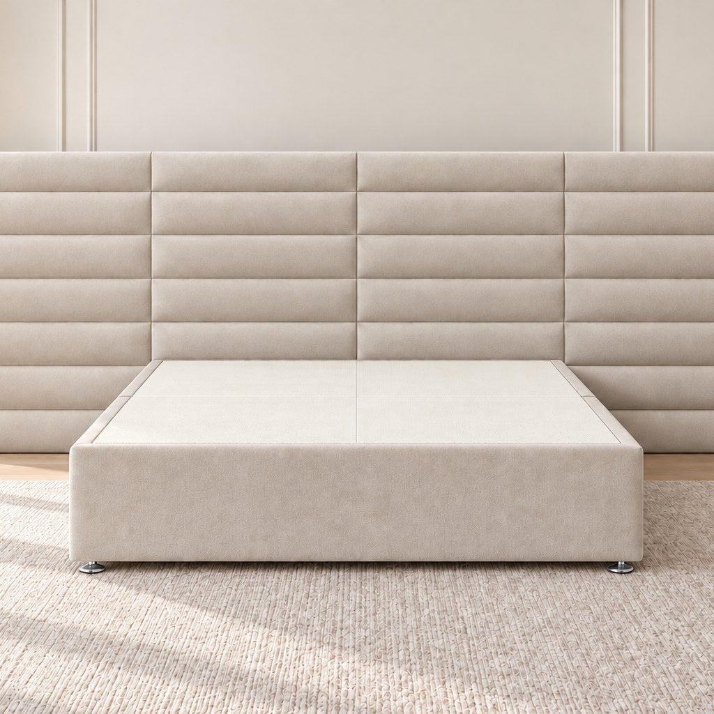 Camogli divan bed in pebble, front view