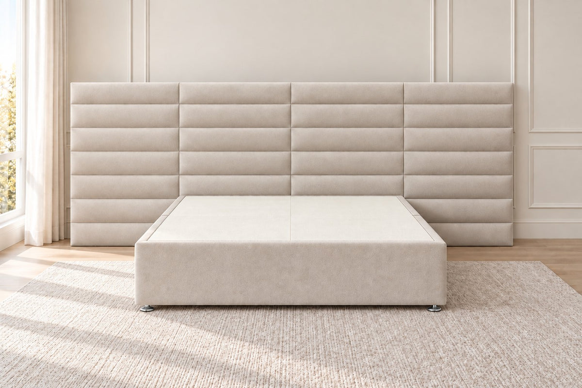 Camogli divan bed in pebble, front view