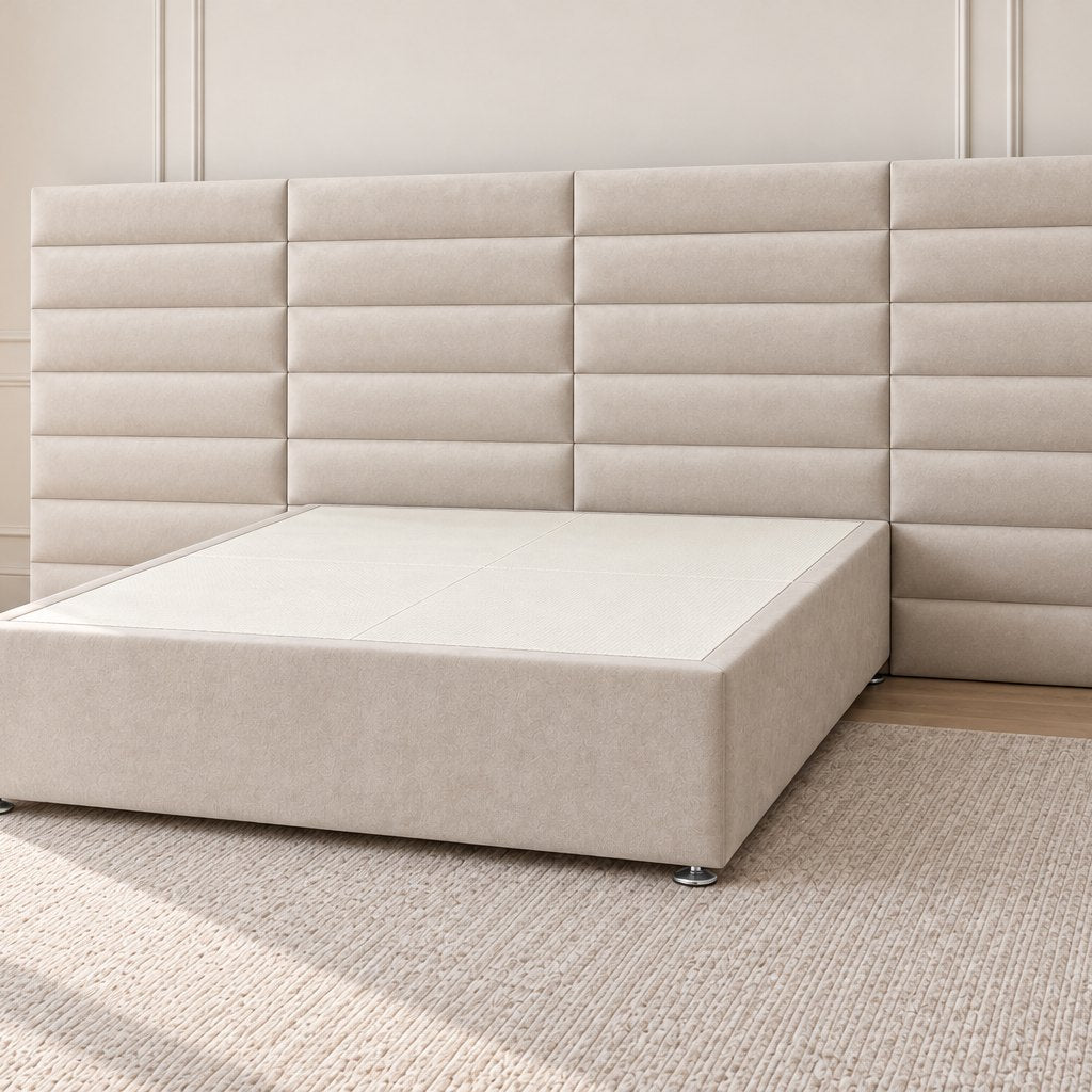 Camogli divan bed in pebble, side view