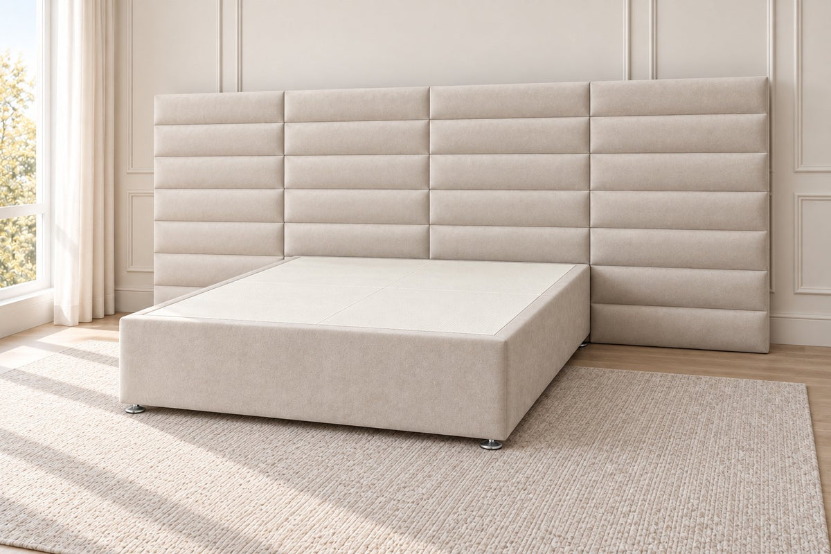 Camogli divan bed in pebble, side view
