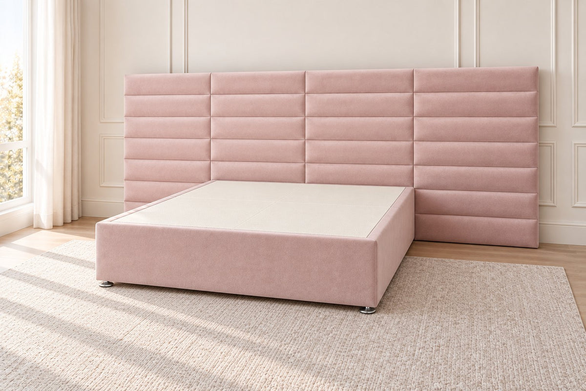 Camogli divan bed in pink, side view
