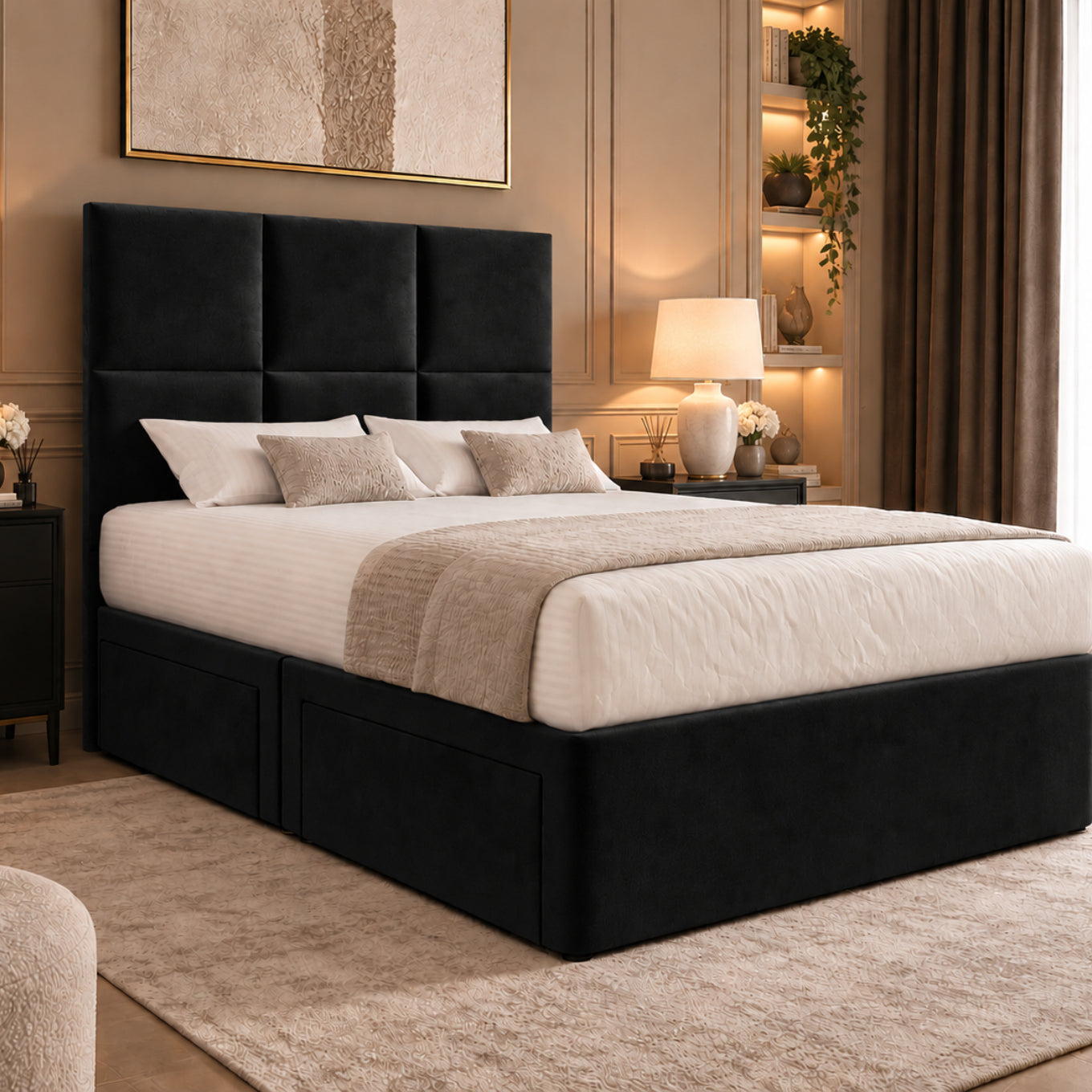Caprio Upholserted Floorstanding Headboard With Divan Bed Frame