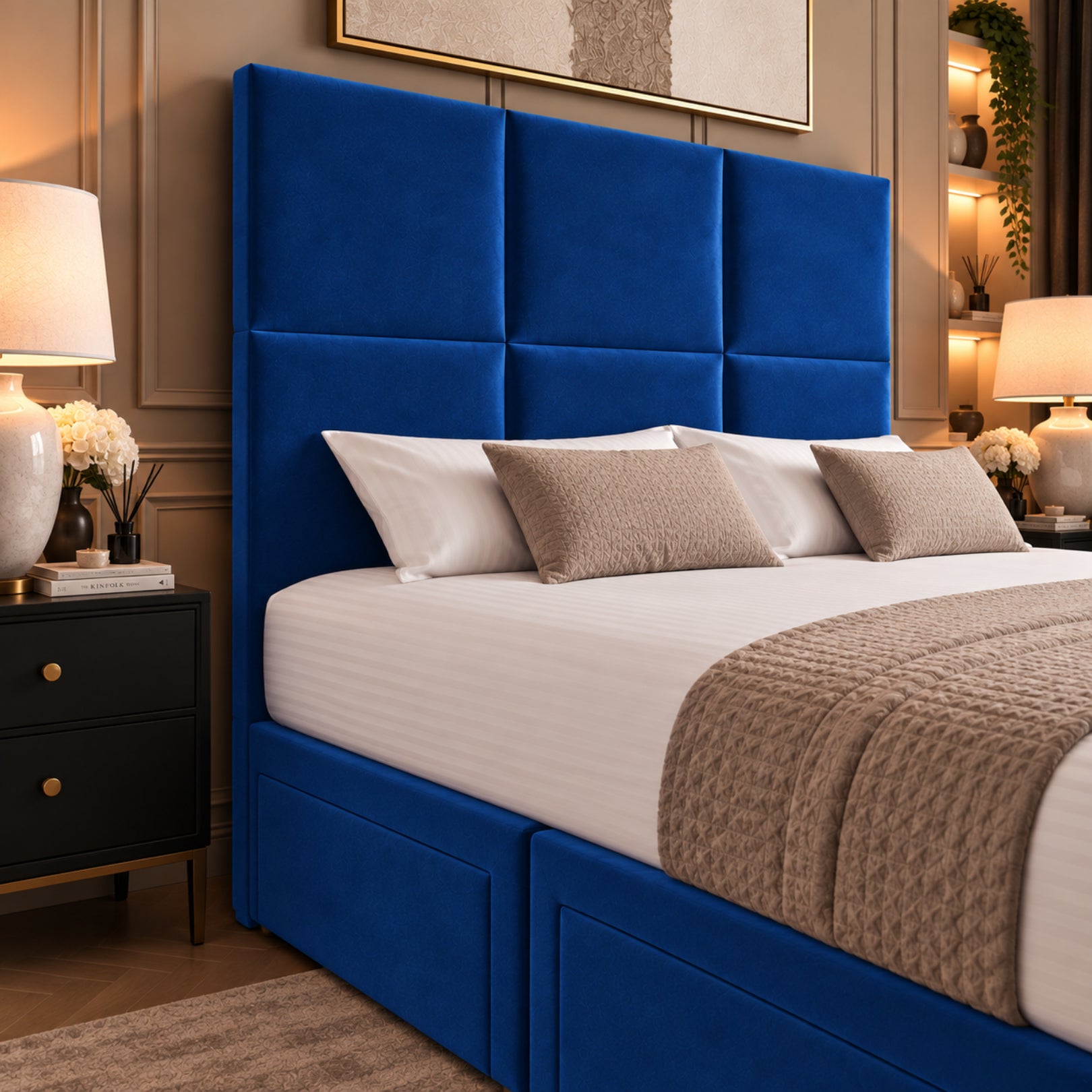 Caprio Upholserted Floorstanding Headboard With Divan Bed Frame