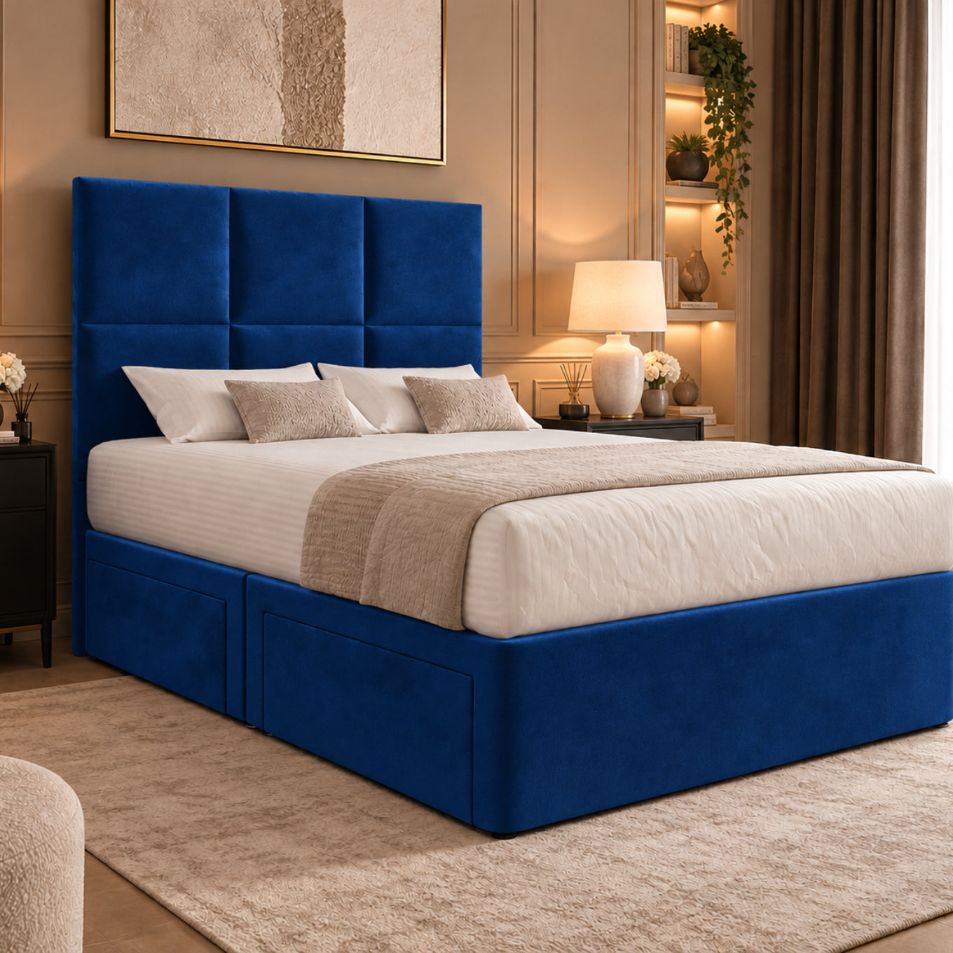 Caprio Upholserted Floorstanding Headboard With Divan Bed Frame