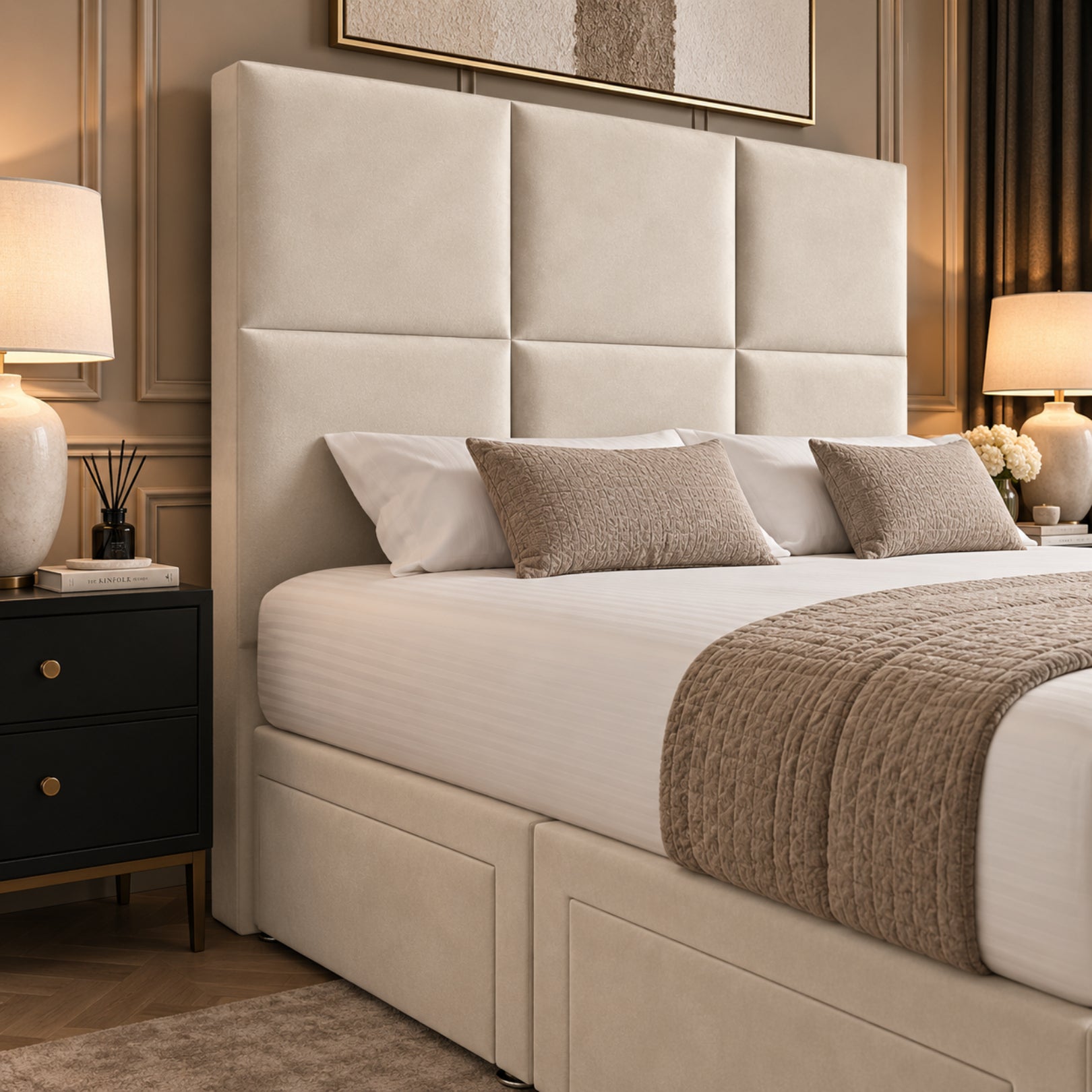 Caprio Upholserted Floorstanding Headboard With Divan Bed Frame