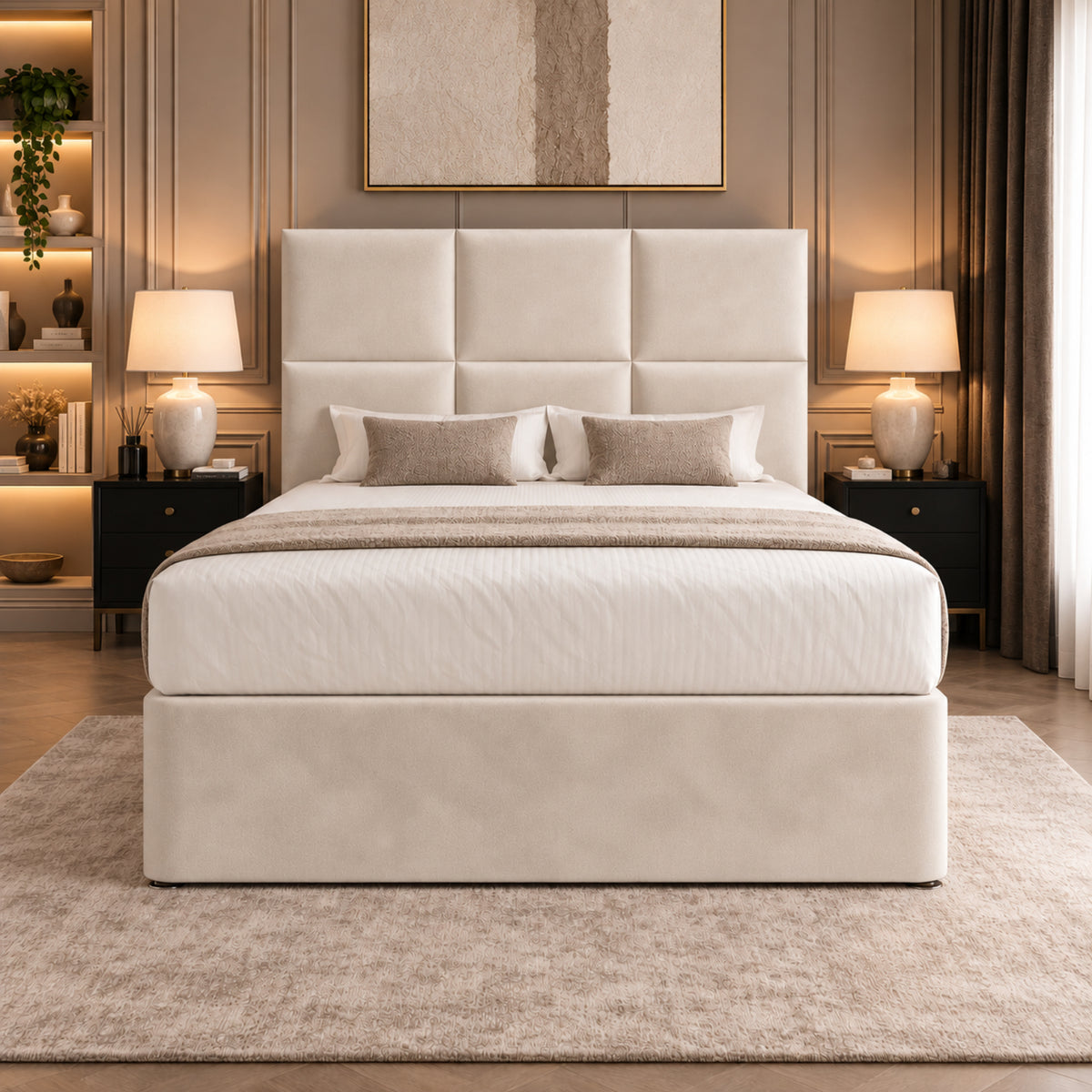 Caprio Upholserted Floorstanding Headboard With Divan Bed Frame