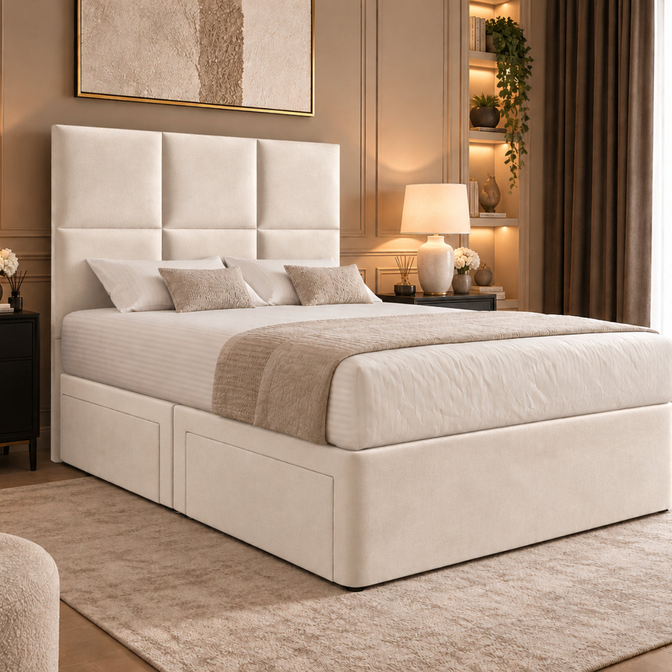 Caprio Upholserted Floorstanding Headboard With Divan Bed Frame