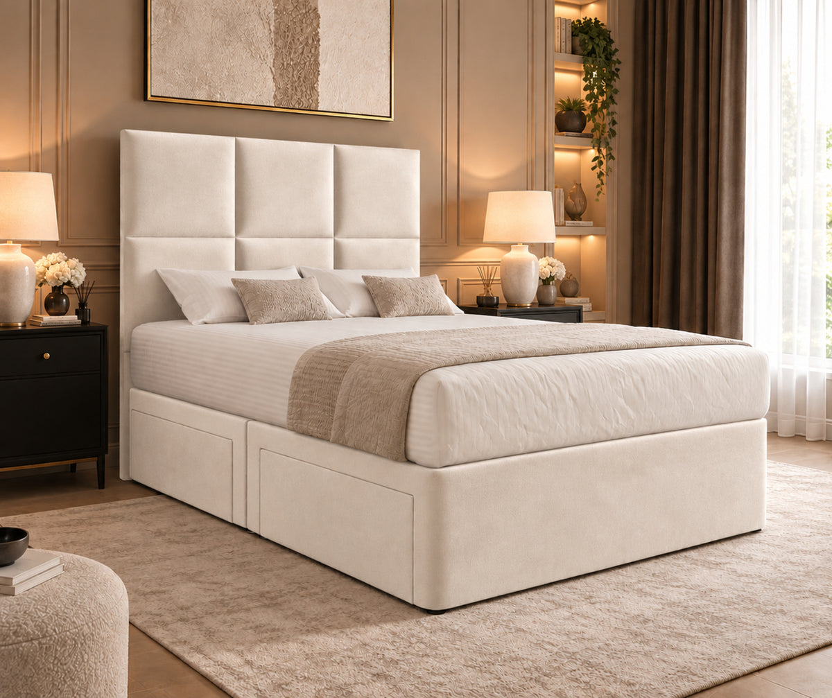 Caprio Upholserted Floorstanding Headboard With Divan Bed Frame