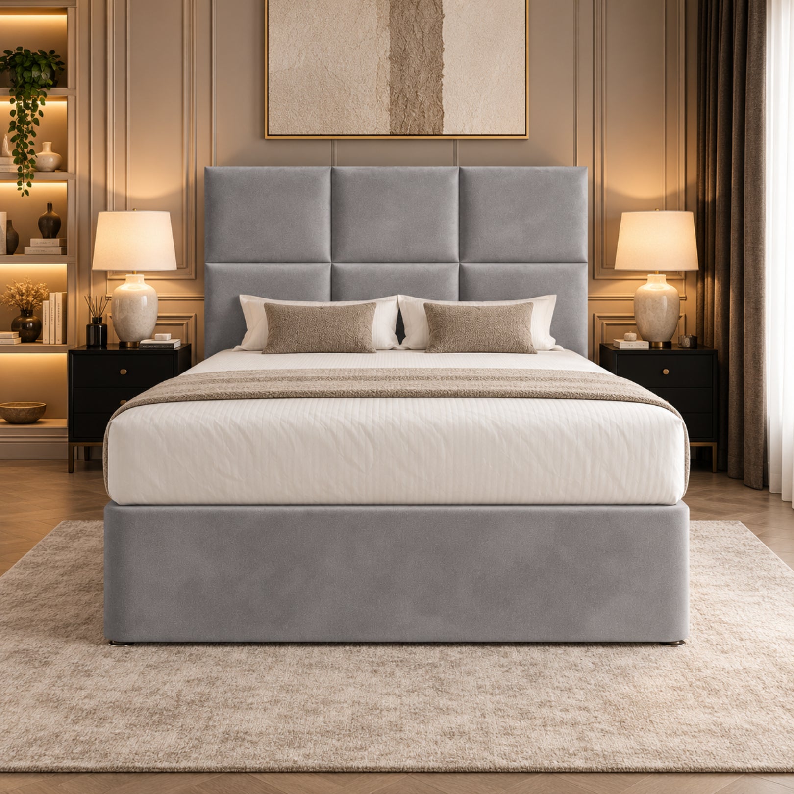 Caprio Upholserted Floorstanding Headboard With Divan Bed Frame