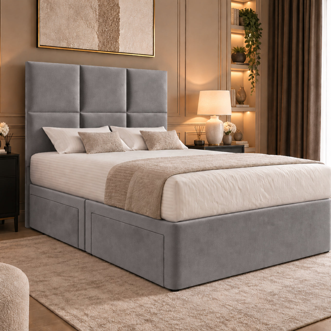 Caprio Upholserted Floorstanding Headboard With Divan Bed Frame