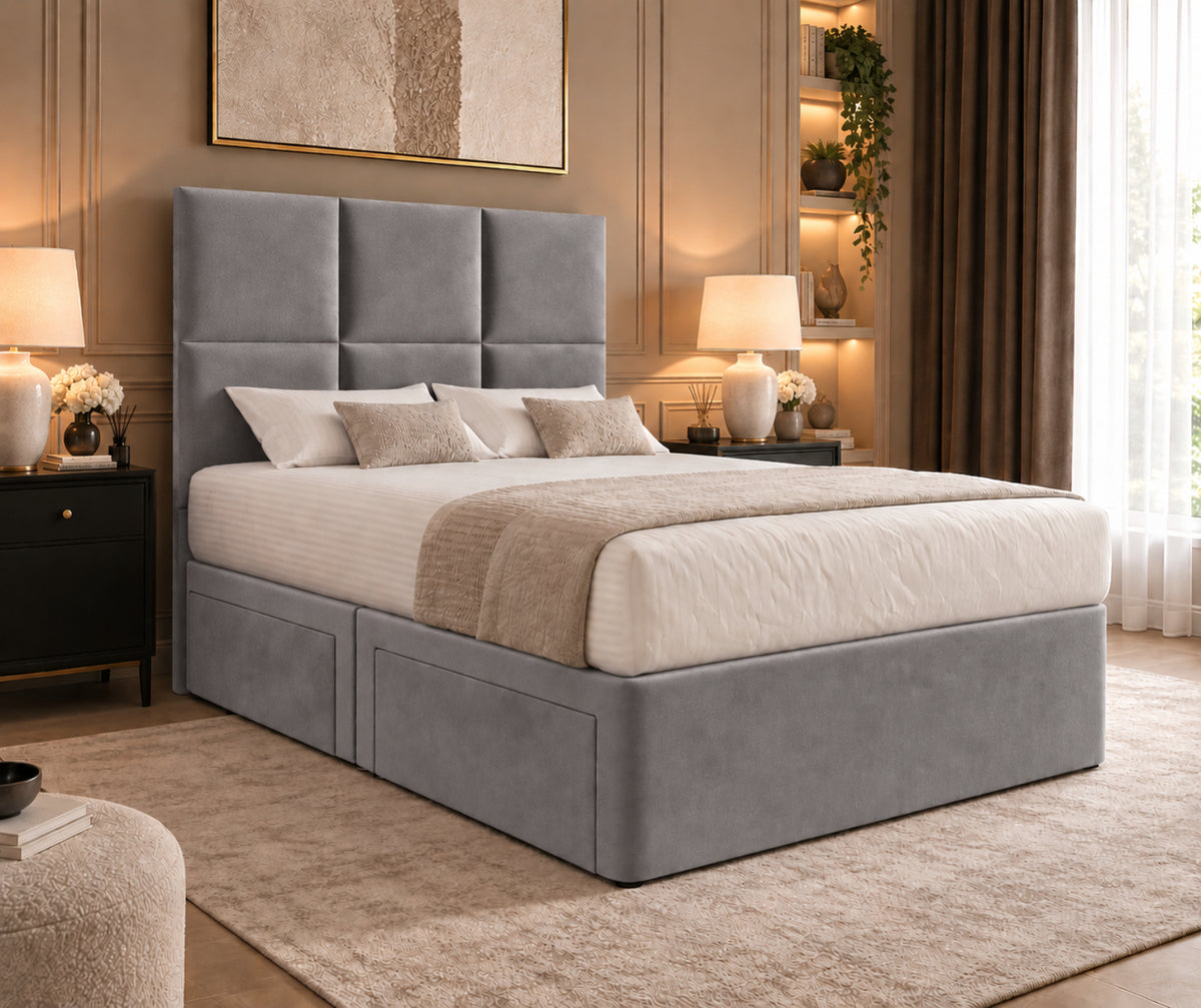 Caprio Upholserted Floorstanding Headboard With Divan Bed Frame