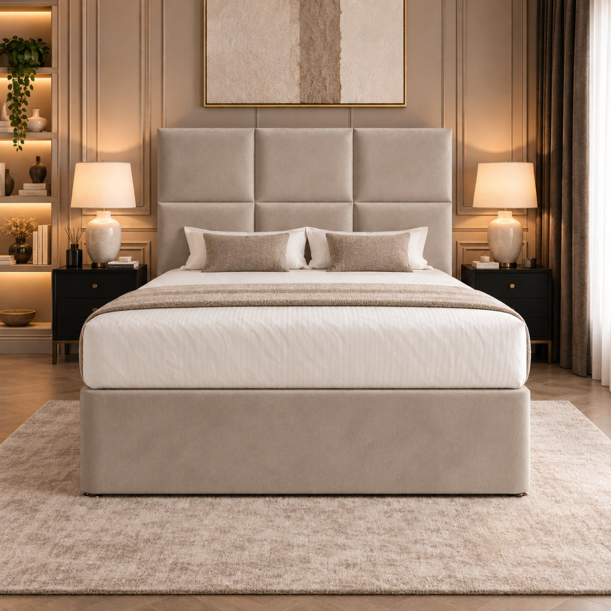Caprio Upholserted Floorstanding Headboard With Divan Bed Frame