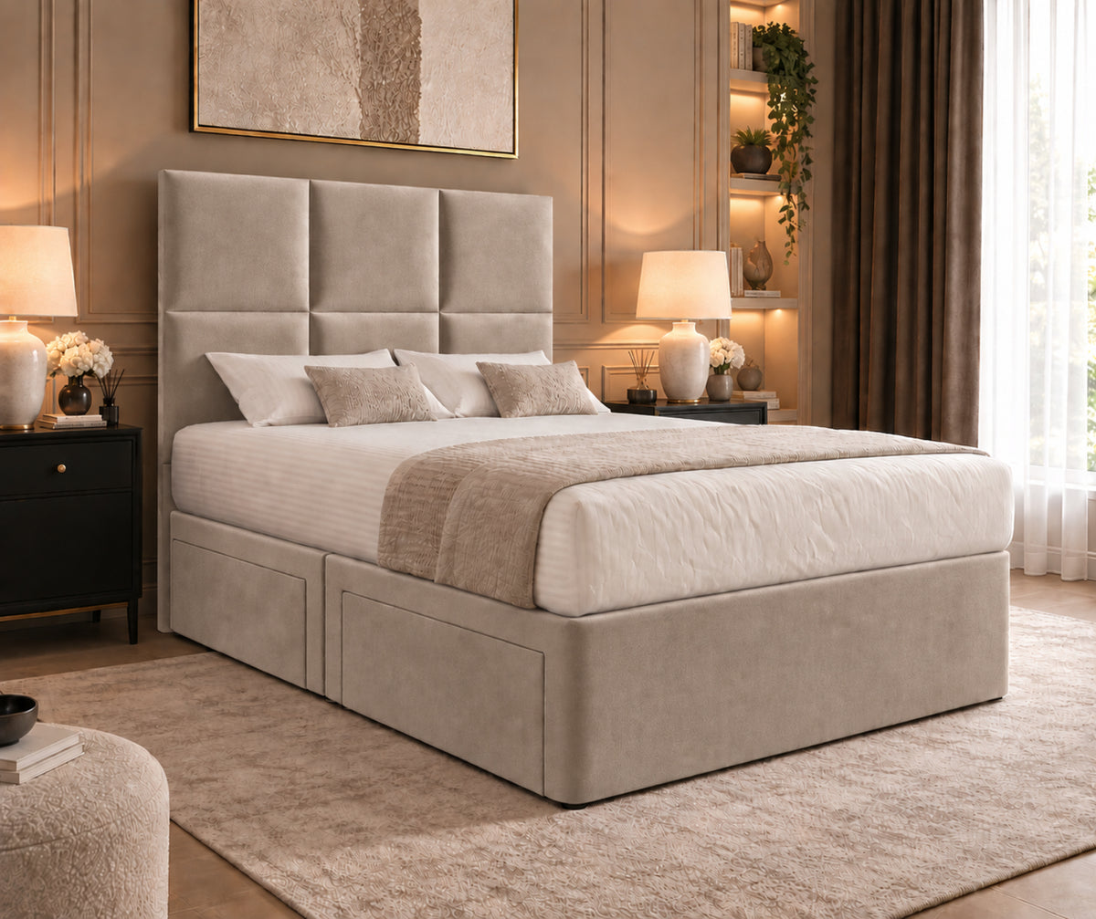 Caprio Upholserted Floorstanding Headboard With Divan Bed Frame