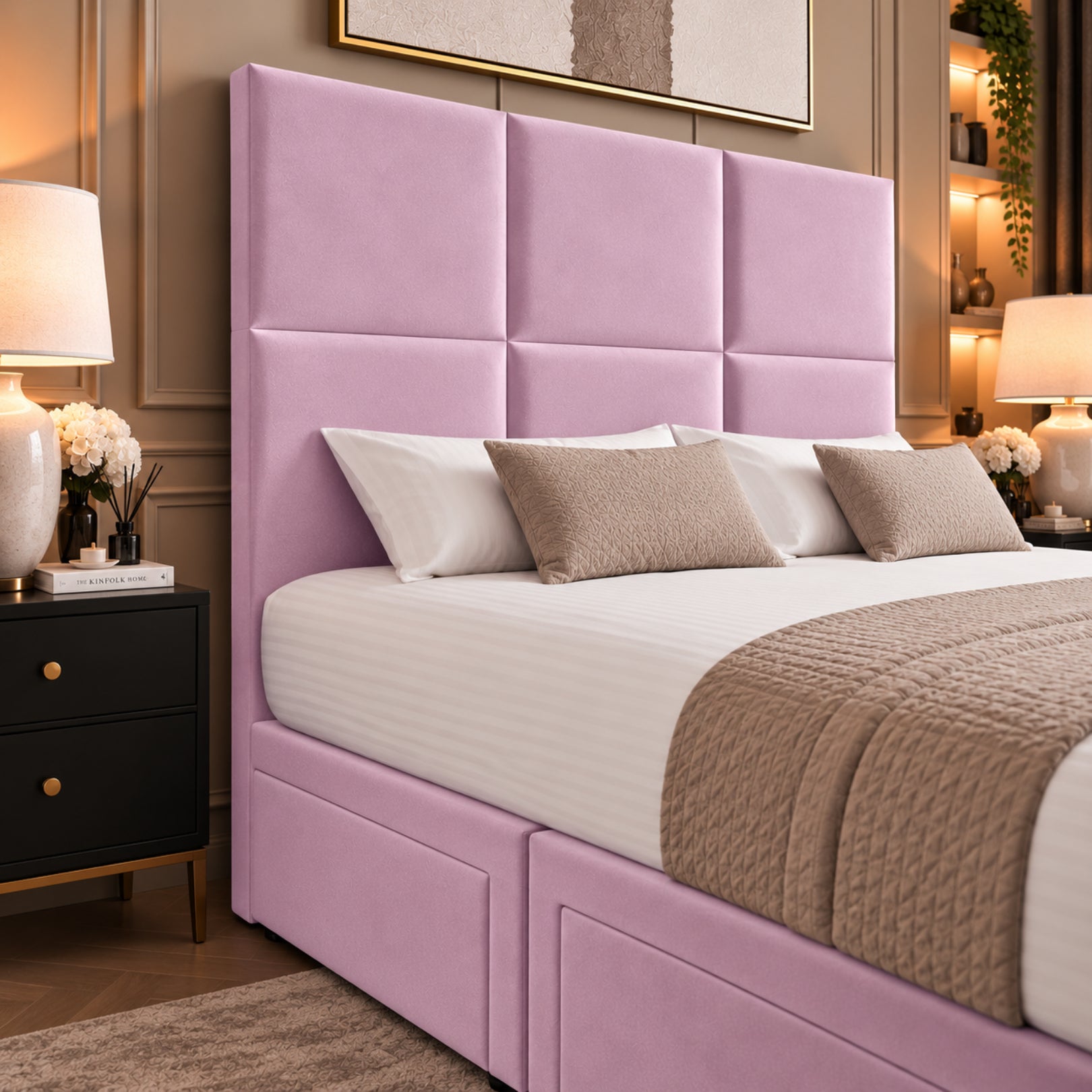 Caprio Upholserted Floorstanding Headboard With Divan Bed Frame