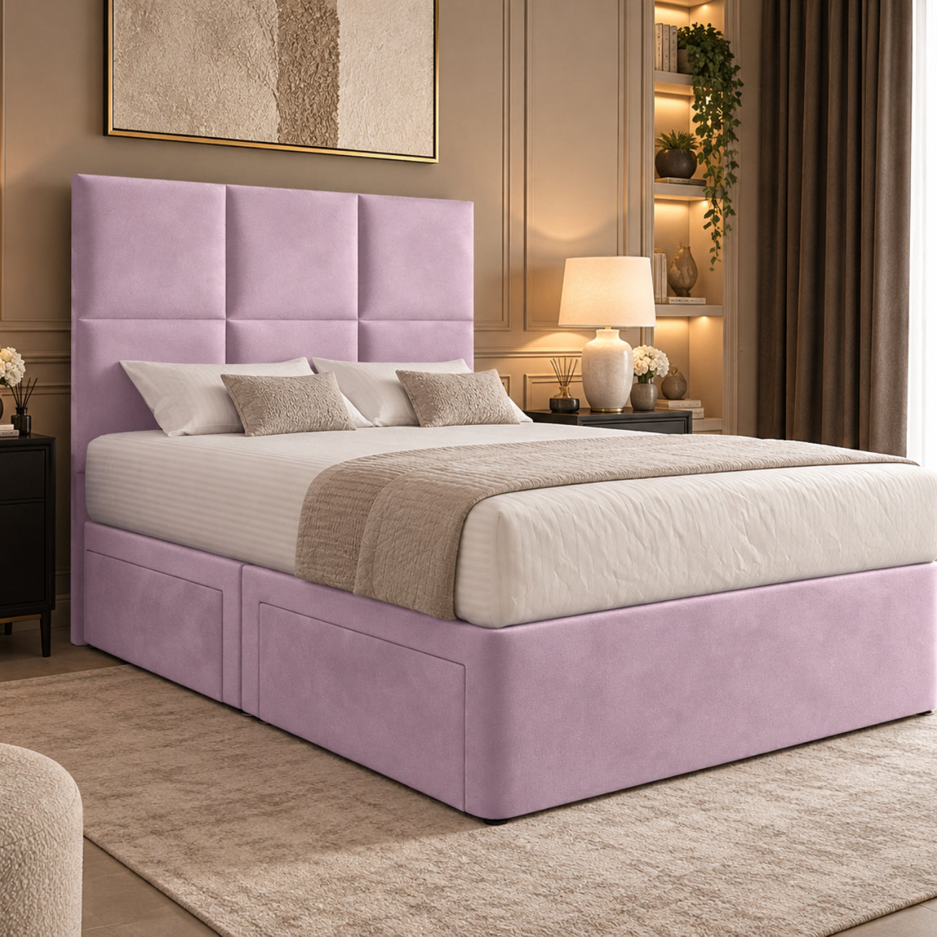 Caprio Upholserted Floorstanding Headboard With Divan Bed Frame