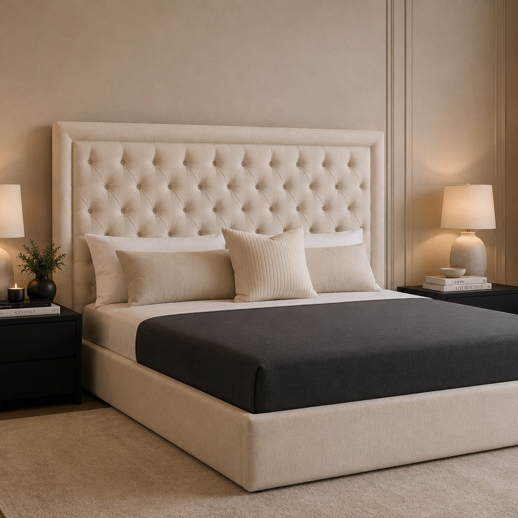 Catania Diamond Buttoned Framed Headboard Upholstered Bed Frame