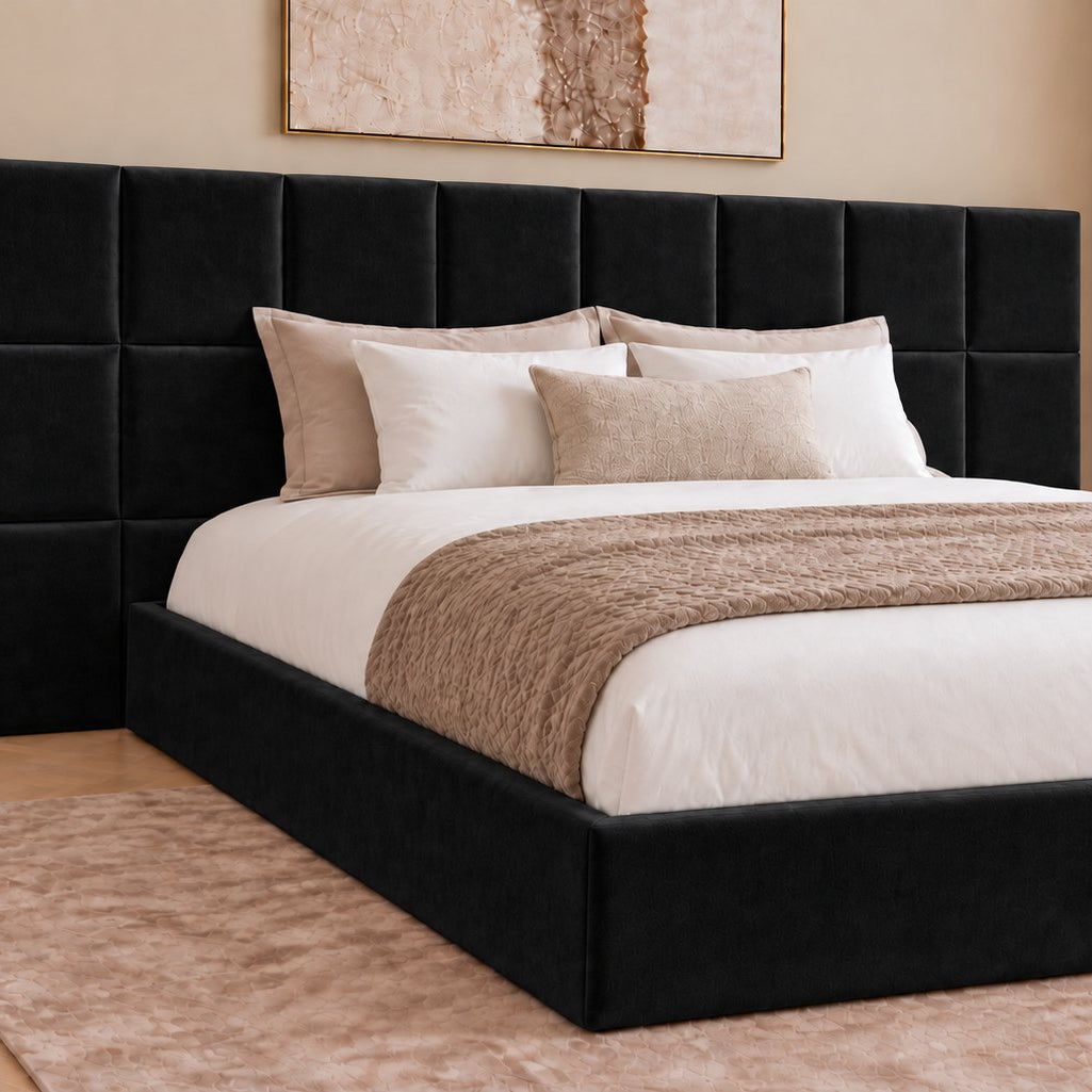 Cefalu divan bed in black, headboard close-up