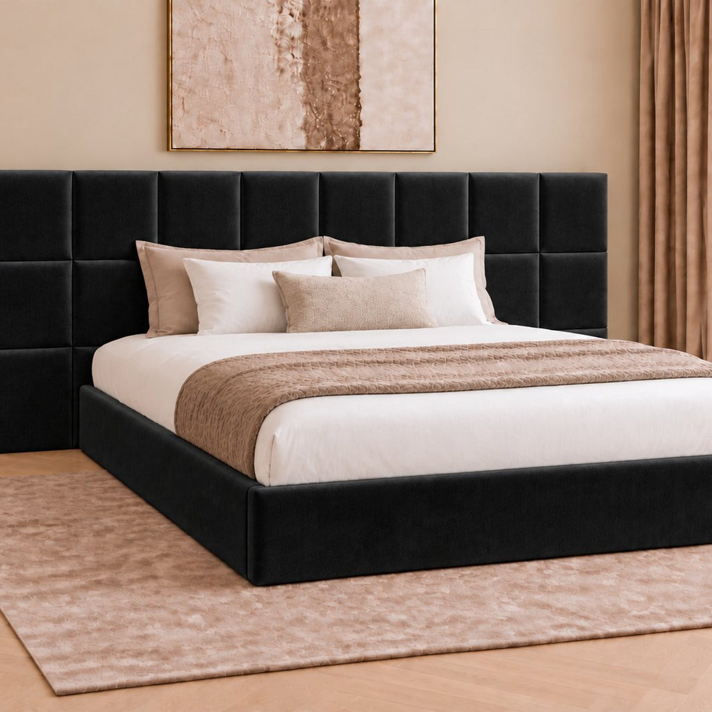 Cefalu divan bed in black, side view