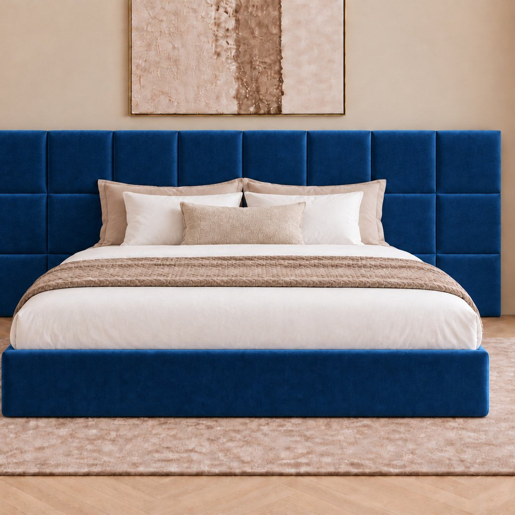 Cefalu divan bed in blue, front view