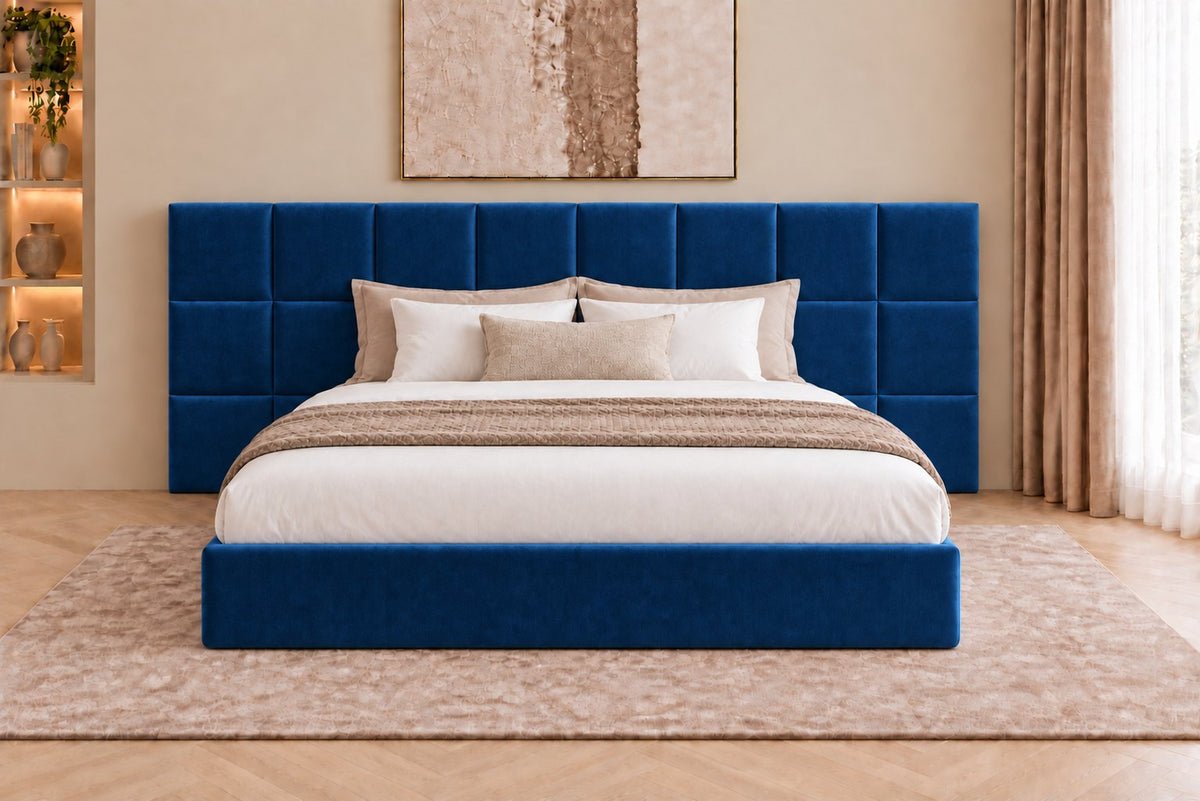 Cefalu divan bed in blue, front view