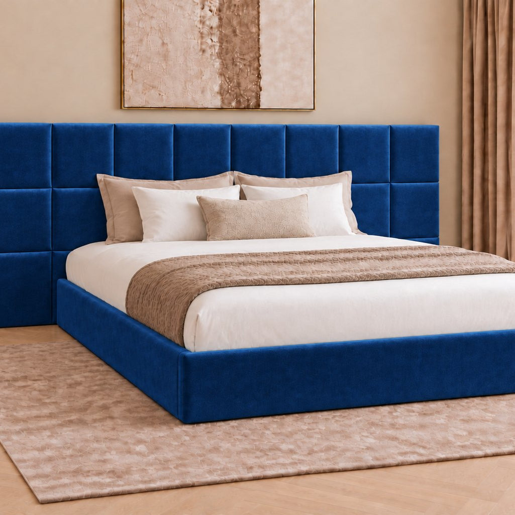 Cefalu divan bed in blue, side view