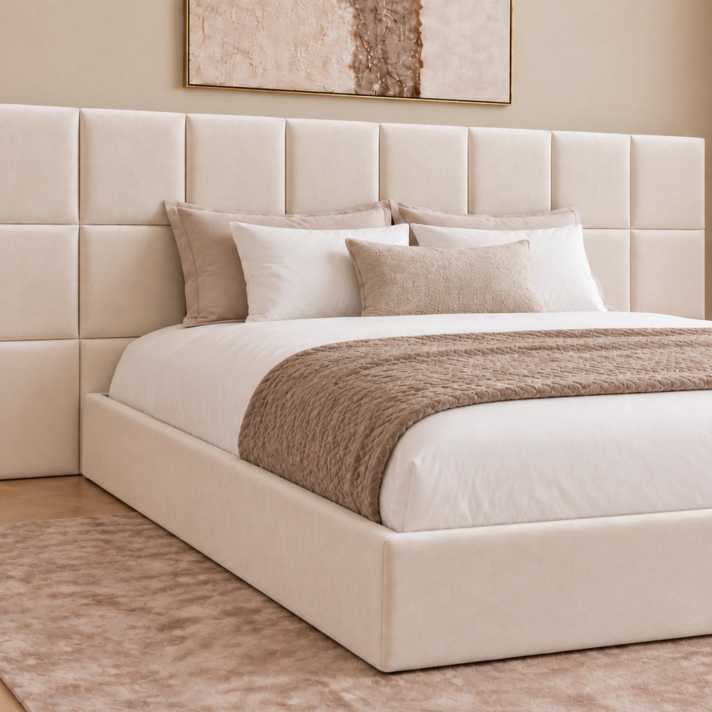 Cefalu divan bed in cream, headboard close-up