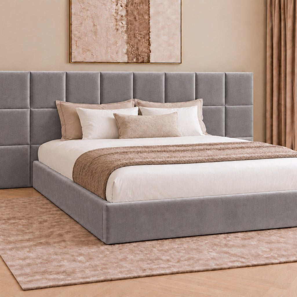 Cefalu divan bed in grey, side view