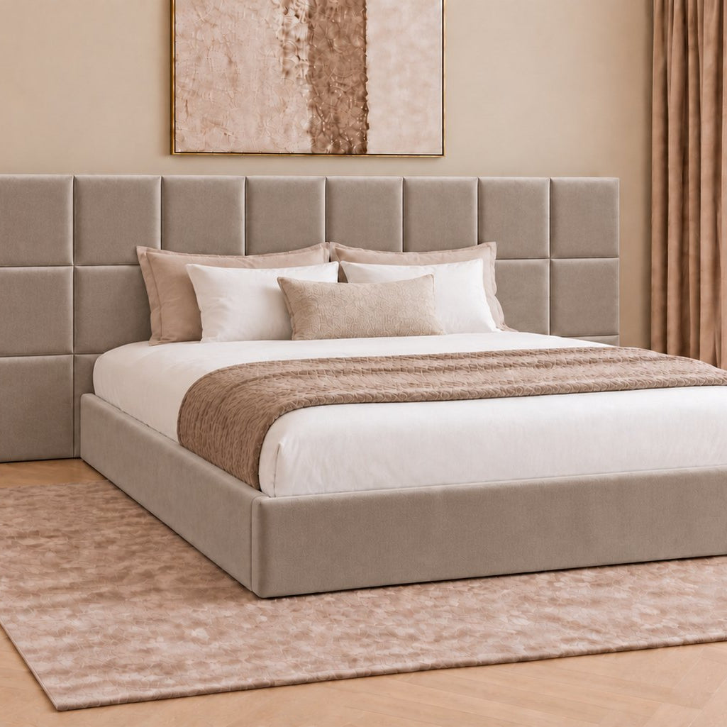 Cefalu divan bed in pebble, side view