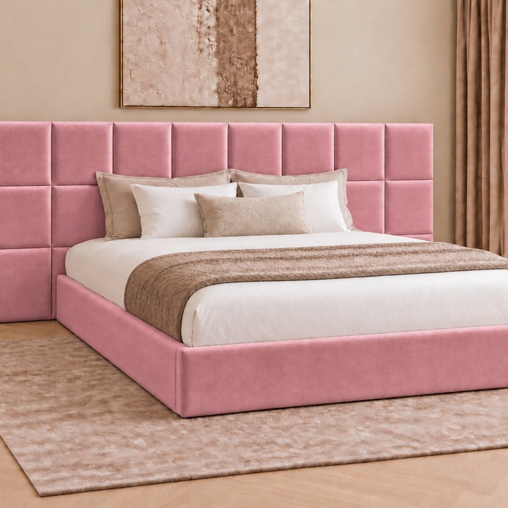 Cefalu divan bed in pink, side view