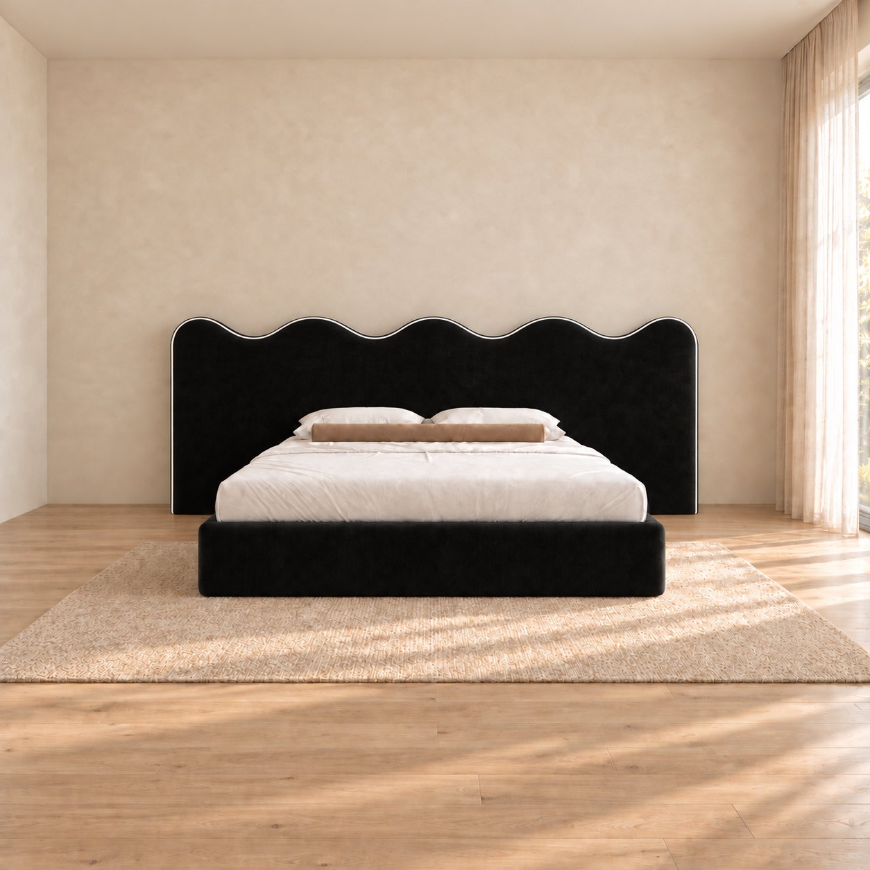 Cervia bed in black, front view