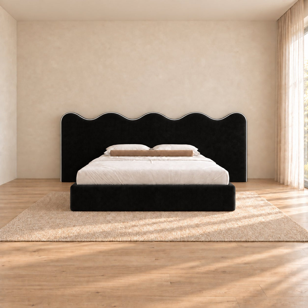 Cervia bed in black, front view
