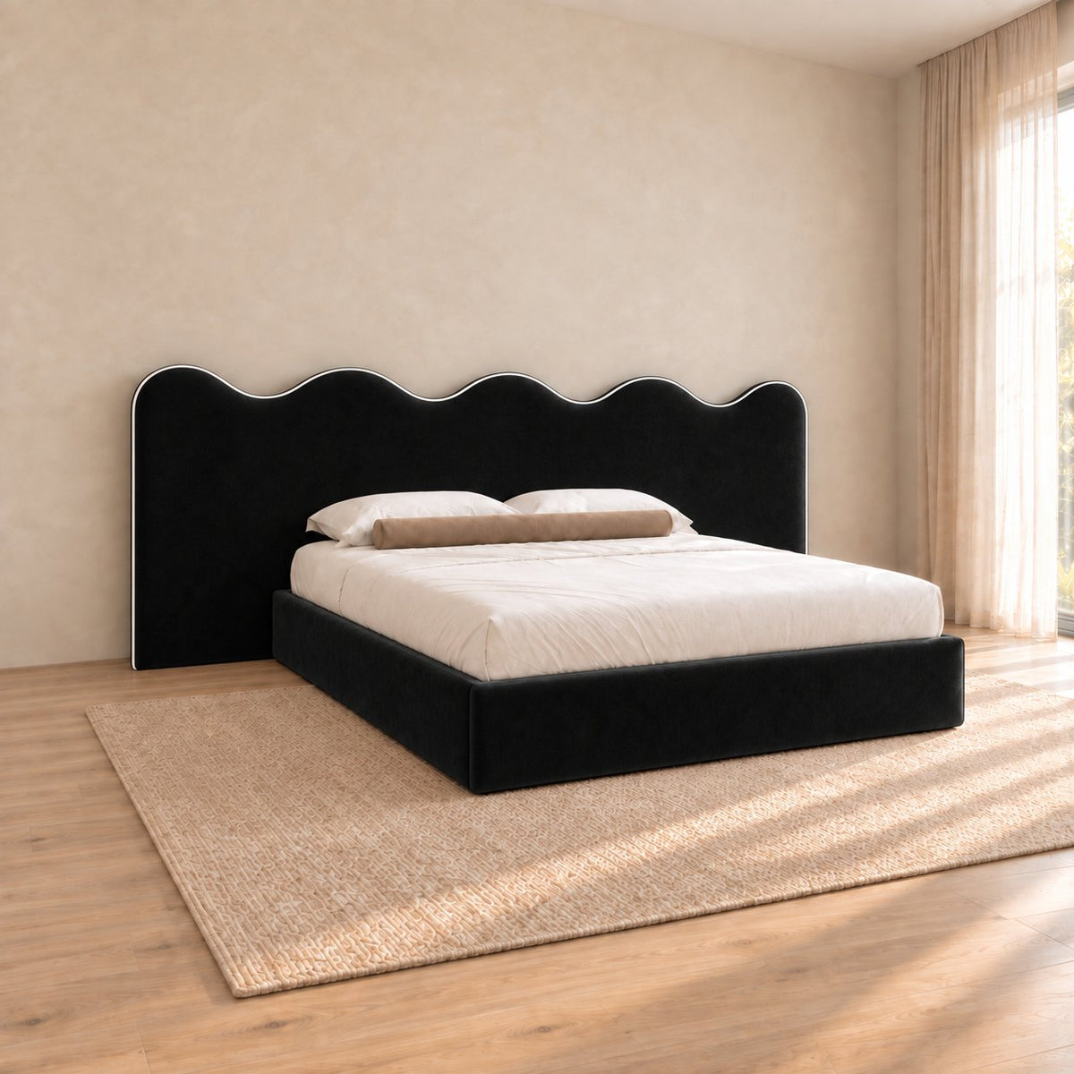 Cervia bed in black, side view