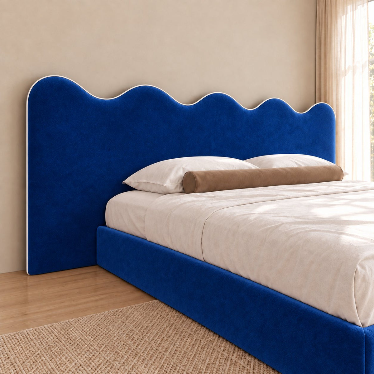Cervia bed in blue, headboard close-up