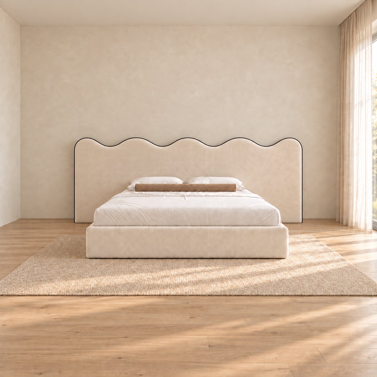 Cervia bed in cream, front view