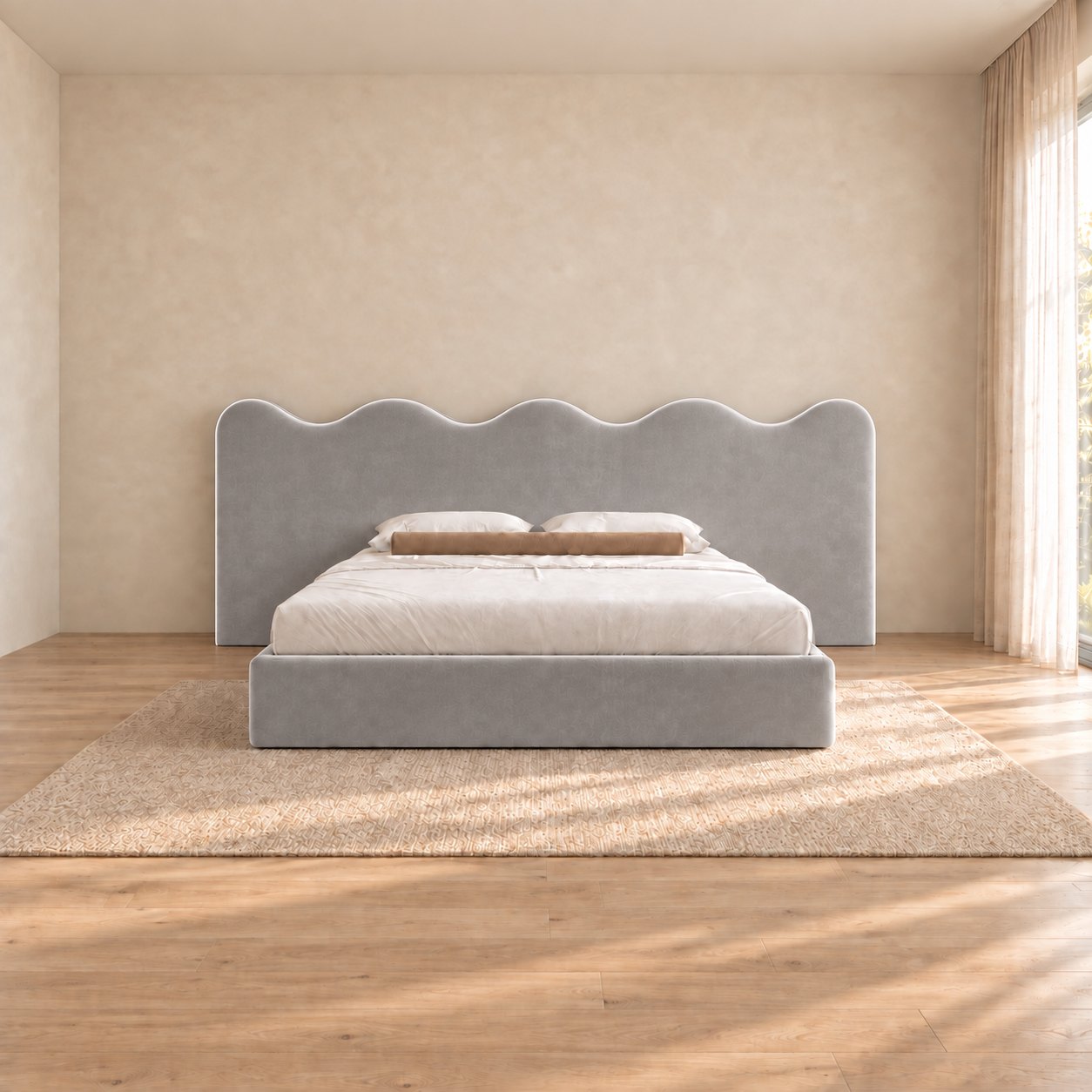 Cervia bed in grey, front view