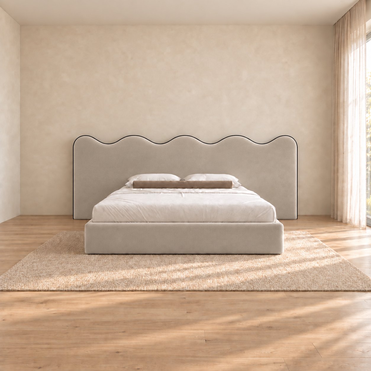 Cervia bed in pebble, front view