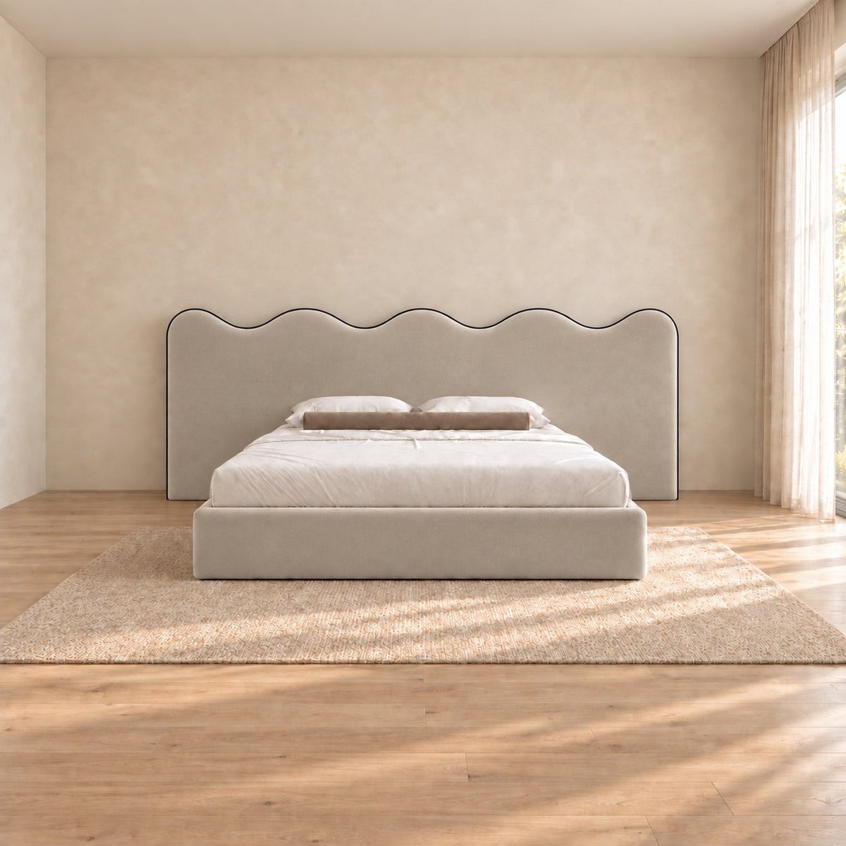 Cervia bed in pebble, front view