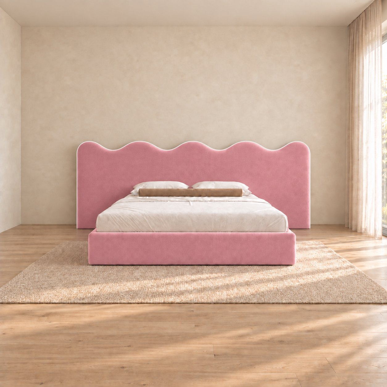 Cervia bed in pink, front view