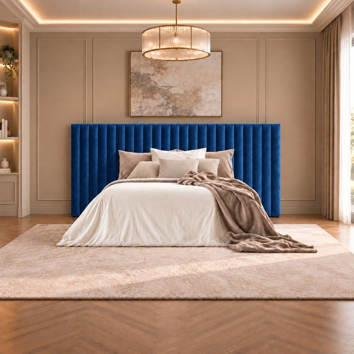 Chioggia divan bed in blue, front view