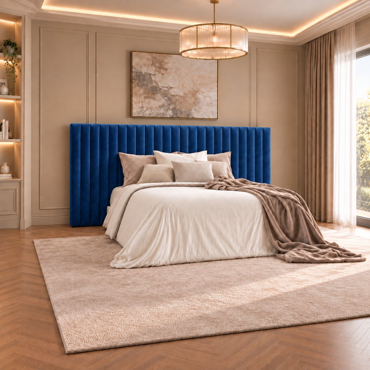 Chioggia divan bed in blue, side view