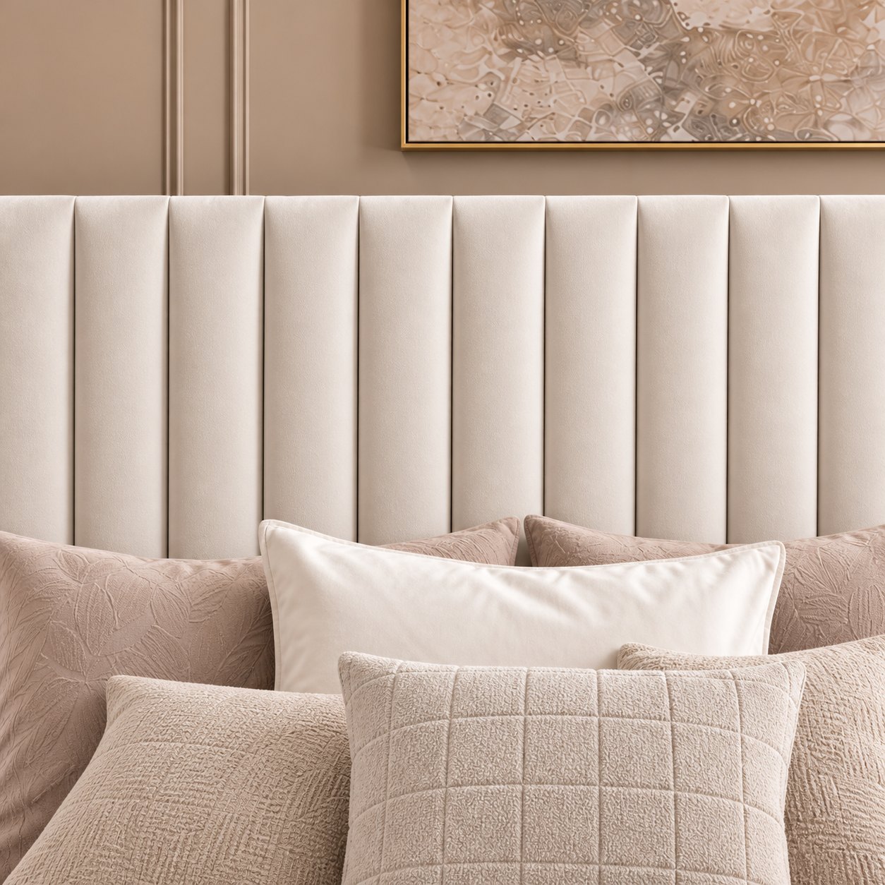 Chioggia divan bed in cream, headboard detail