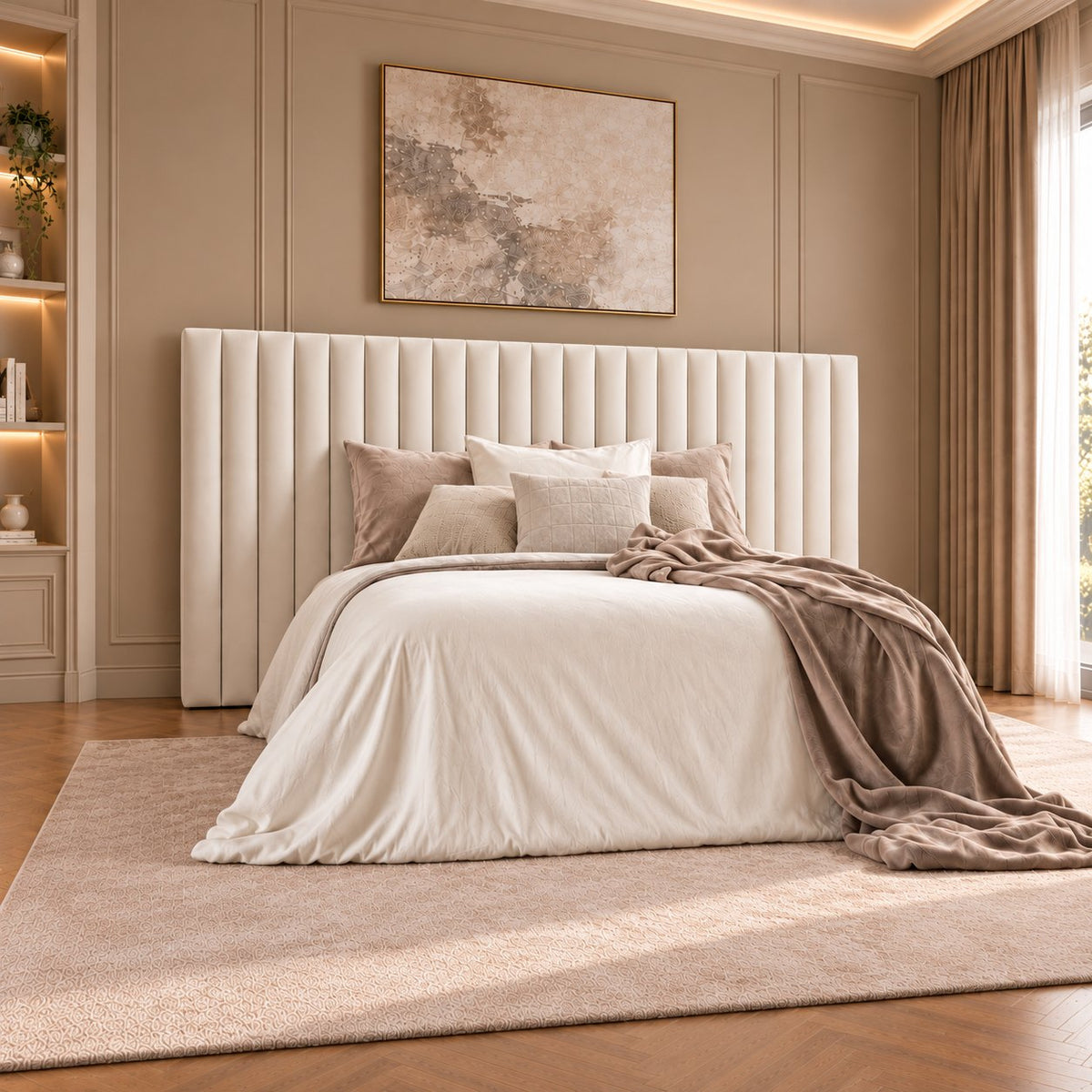 Chioggia divan bed in cream, headboard close-up