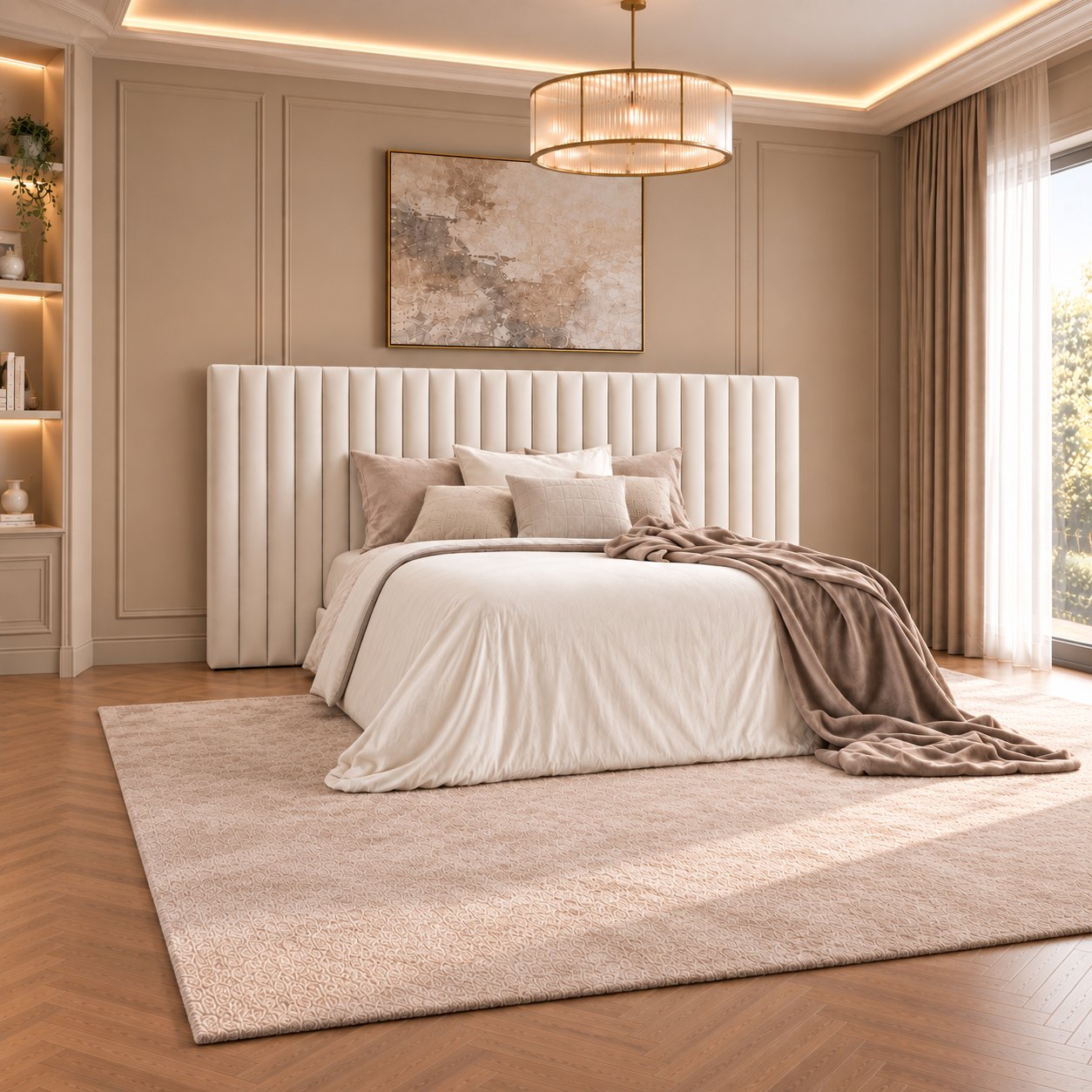 Chioggia divan bed in cream, side view